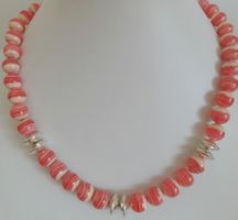 Rhodochrosit Collier, 10 mm, 925 Silber, stille Eleganz